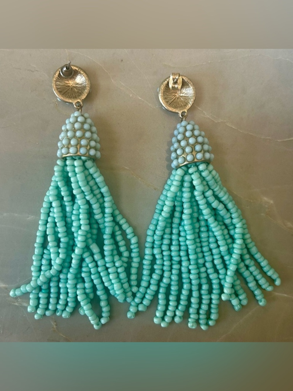 BaubleBar Turquoise Beaded Tassel Drop Earrings, 4” - Picture 3 of 3